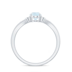 1 CT Oval Cut Moonstone Solitaire Ring with Diamond
