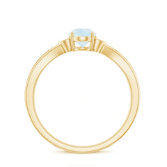 1 CT Oval Cut Moonstone Solitaire Ring with Diamond