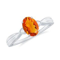 3/4 CT Oval Shape Fire Opal Engagement Ring with Diamond