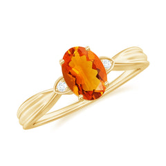 3/4 CT Oval Shape Fire Opal Engagement Ring with Diamond