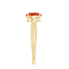 3/4 CT Oval Shape Fire Opal Engagement Ring with Diamond