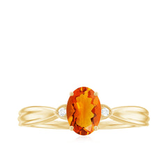 3/4 CT Oval Shape Fire Opal Engagement Ring with Diamond
