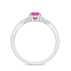 Oval Shape Pink Tourmaline Solitaire Ring with Diamond