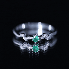 Nature Inspired Emerald Promise Ring with Diamond