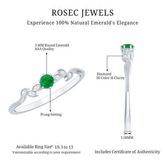 Nature Inspired Emerald Promise Ring with Diamond