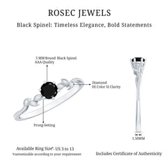 Nature Inspired Black Spinel Proposal Ring with Diamond