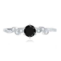 Nature Inspired Black Spinel Proposal Ring with Diamond