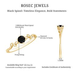 Nature Inspired Black Spinel Proposal Ring with Diamond