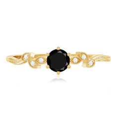 Nature Inspired Black Spinel Proposal Ring with Diamond