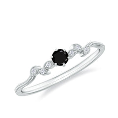 Black Onyx and Diamond Nature Inspired Promise Ring