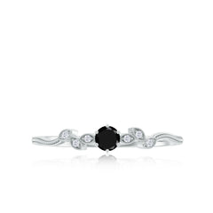 Black Onyx and Diamond Nature Inspired Promise Ring