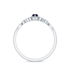 1/4 CT Blue Sapphire and Diamond Leaf Branch Promise Ring