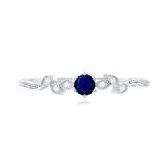 1/4 CT Blue Sapphire and Diamond Leaf Branch Promise Ring