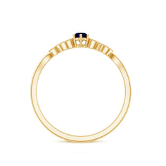 1/4 CT Blue Sapphire and Diamond Leaf Branch Promise Ring