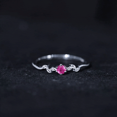 Certified Ruby and Diamond Leaf Branch Promise Ring