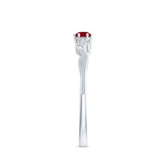 Certified Ruby and Diamond Leaf Branch Promise Ring