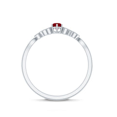 Certified Ruby and Diamond Leaf Branch Promise Ring