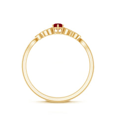 Certified Ruby and Diamond Leaf Branch Promise Ring