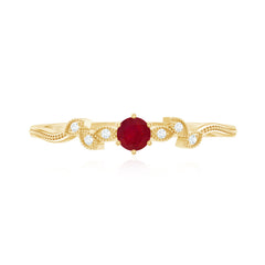 Certified Ruby and Diamond Leaf Branch Promise Ring