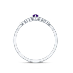 Amethyst and Diamond Leaf Branch Promise Ring