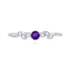 Amethyst and Diamond Leaf Branch Promise Ring