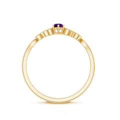 Amethyst and Diamond Leaf Branch Promise Ring