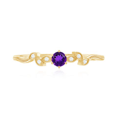 Amethyst and Diamond Leaf Branch Promise Ring