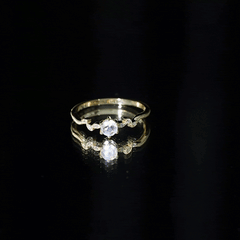 Nature Inspired Moonstone Promise Ring with Diamond