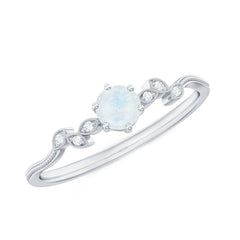 Nature Inspired Moonstone Promise Ring with Diamond