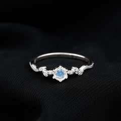 Nature Inspired Moonstone Promise Ring with Diamond