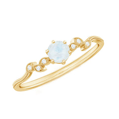 Nature Inspired Moonstone Promise Ring with Diamond