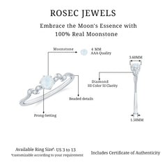 Nature Inspired Moonstone Promise Ring with Diamond