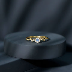 Nature Inspired Moonstone Promise Ring with Diamond