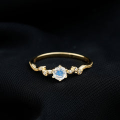Nature Inspired Moonstone Promise Ring with Diamond