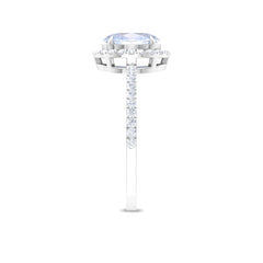 Oval Moonstone Engagement Ring with Diamond Halo