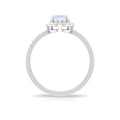 Oval Moonstone Engagement Ring with Diamond Halo