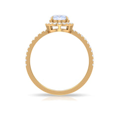 Oval Moonstone Engagement Ring with Diamond Halo