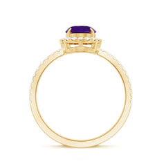 Oval Amethyst Halo Engagement Ring with Diamond