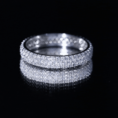Triple Row Moissanite Classic Wedding Ring Band for Women
