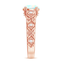 Nature Inspired 8mm Ethiopian Opal Engagement Ring with Diamond