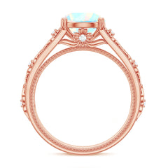 Nature Inspired 8mm Ethiopian Opal Engagement Ring with Diamond