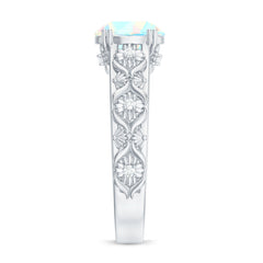 Nature Inspired 8mm Ethiopian Opal Engagement Ring with Diamond