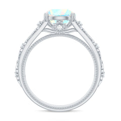 Nature Inspired 8mm Ethiopian Opal Engagement Ring with Diamond