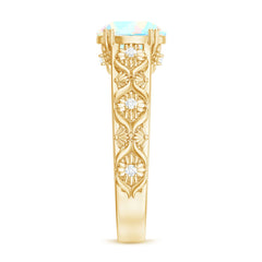 Nature Inspired 8mm Ethiopian Opal Engagement Ring with Diamond