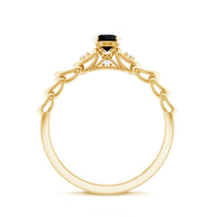 Round Created Black Diamond and Diamond Designer Promise Ring in Gold