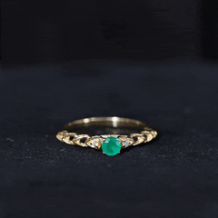 Genuine Emerald and Diamond Designer Promise Ring