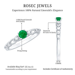 Genuine Emerald and Diamond Designer Promise Ring