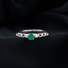 Genuine Emerald and Diamond Designer Promise Ring