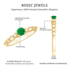 Genuine Emerald and Diamond Designer Promise Ring