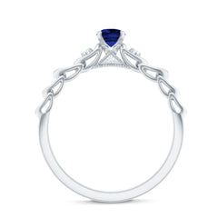 Certified 0.6 Carat Lab Grown Blue Sapphire Diamond Promise Ring